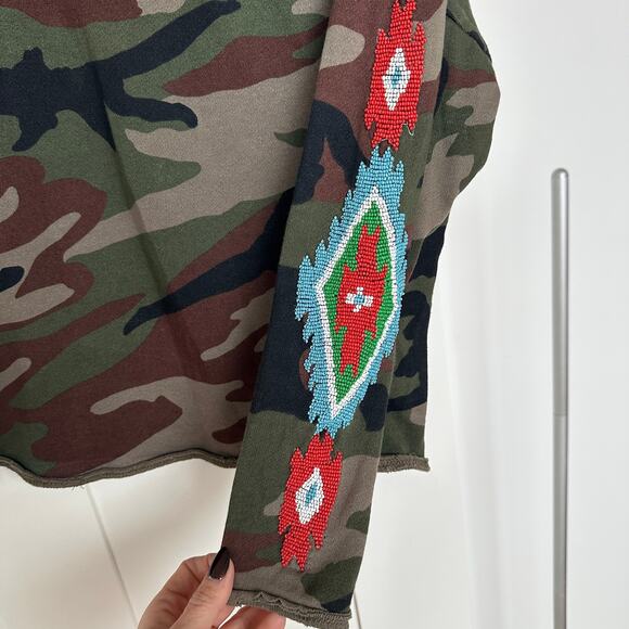 Denim & Supply Ralph Lauren Women's Camo Thunderbird Beaded Pullover, Small, EUC - Picture 5 of 5